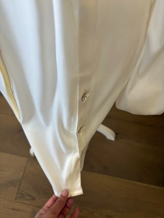 AKIRA Satin White Long Sleeve Mini Shirt Dress - Picture 2 of 9